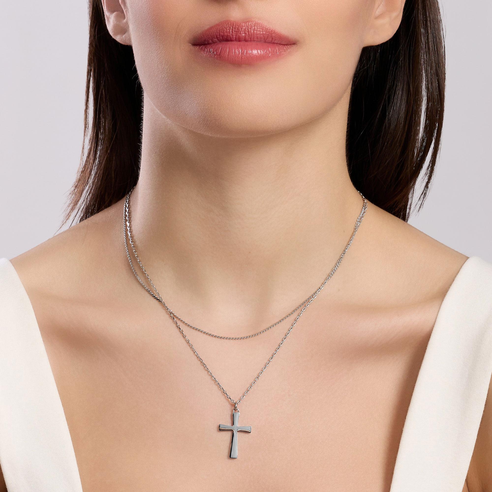 Collana Donna Kidult con catene e pendente croce Style 851042 - immagine 3
