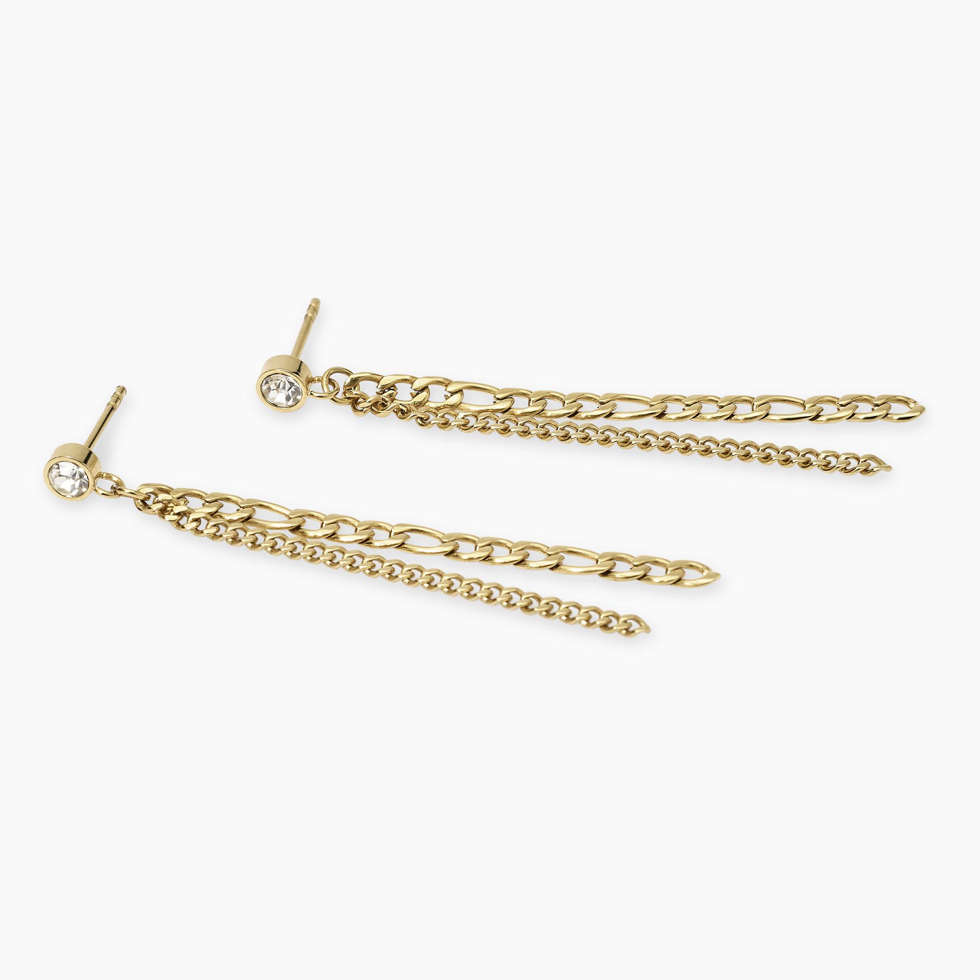 Orecchini Kidult dorati con cristallo e catene Style 861062 - immagine 2