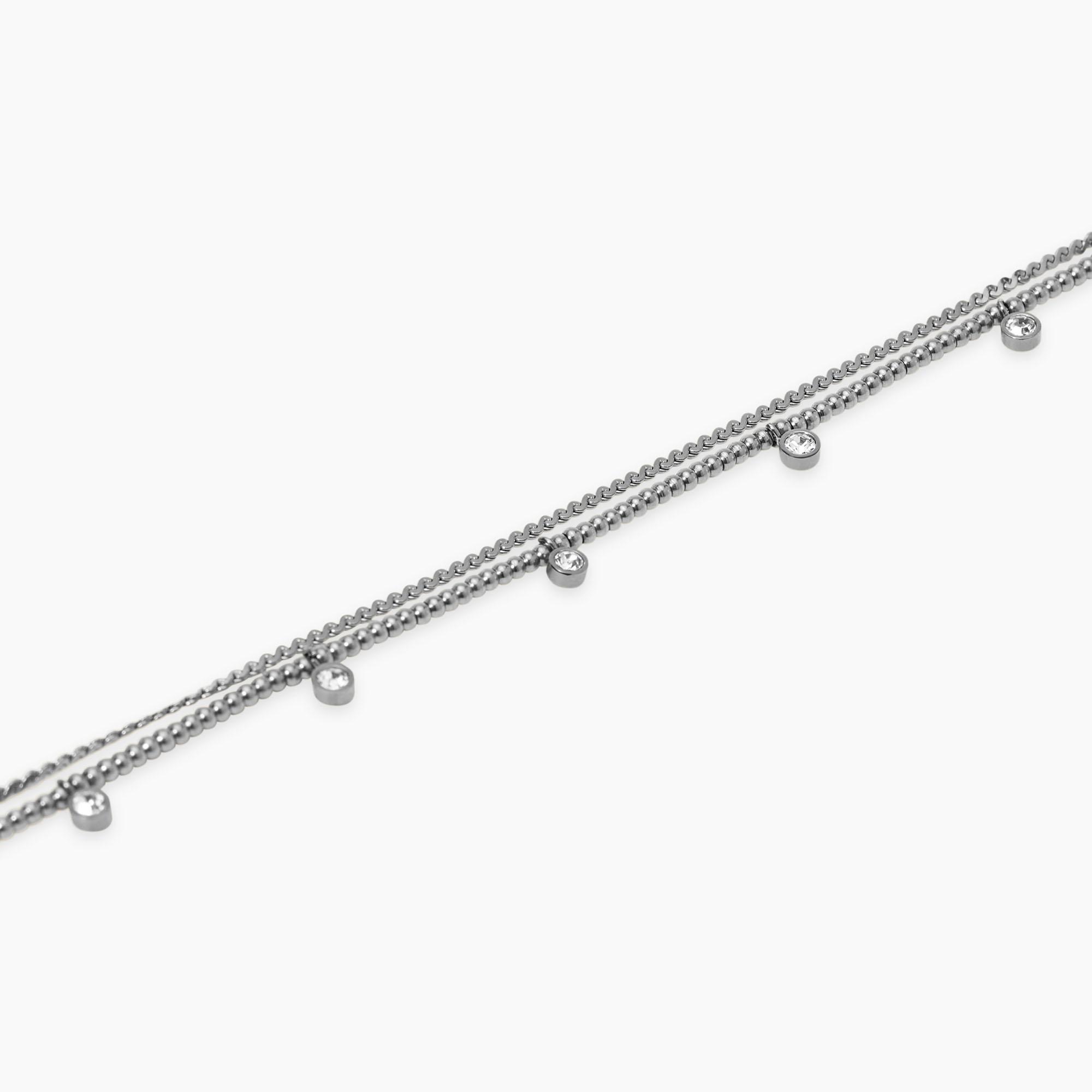 Bracciale Kidult in acciaio con catene e cristalli Style 831075 - immagine 2
