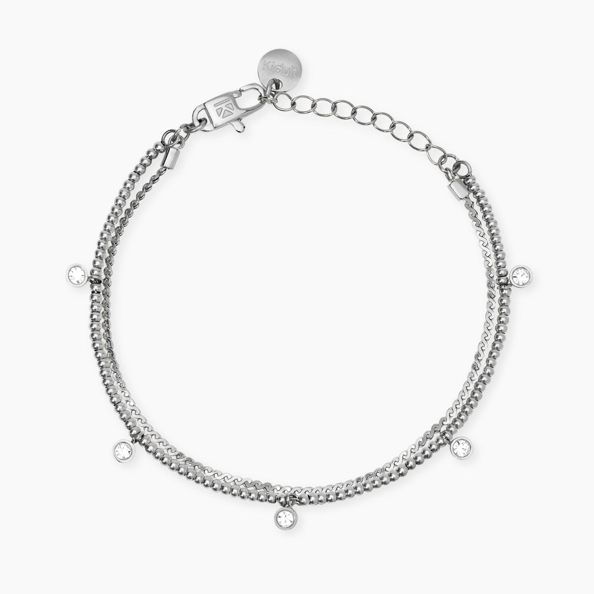 Bracciale Kidult in acciaio con catene e cristalli Style 831075