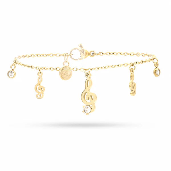 Bracciale Donna Chiave di Violino e Gemme Gold FJ-20015
