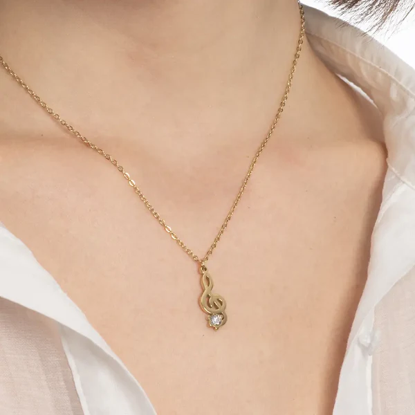 Collana Donna Chiave di Violino Gold con Gemma FJ-30016 - immagine 2