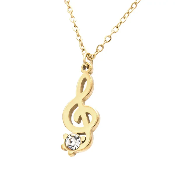 Collana Donna Chiave di Violino Gold con Gemma FJ-30016 - immagine 4