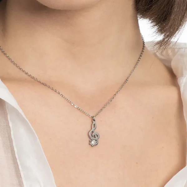 Collana Donna Chiave di Violino Silver con Gemma FJ-30015 - immagine 2