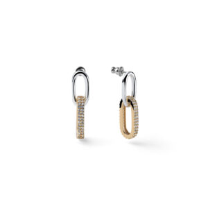 Orecchini catena bicolore e zirconi Unoaerre 2787
