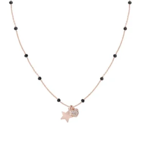 Collana da Donna in argento oro rosa Amen Stella e Cuore CLSMSCZRN