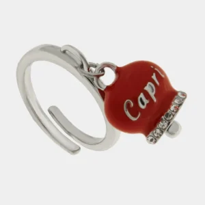 CAPRI Anello campanella rossa con scritta e zirconi 3150075