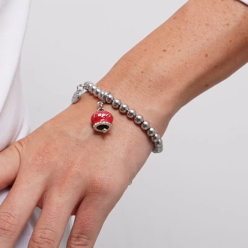 CAPRI Bracciale campanella rossa con scritta e zirconi 3170742 - immagine 2
