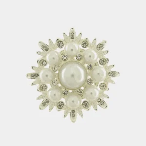 BYSIMON Spilla in fiore bianco con calamita 3580053