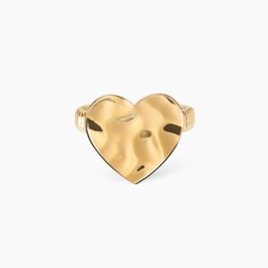Anello Kidult tubogas dorato con cuore martellato Style 821003