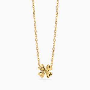 Collana Kidult quadrifoglio martellato in acciaio dorato Style 851095