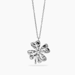Collana Kidult con quadrifoglio martellato argentato Style 851096
