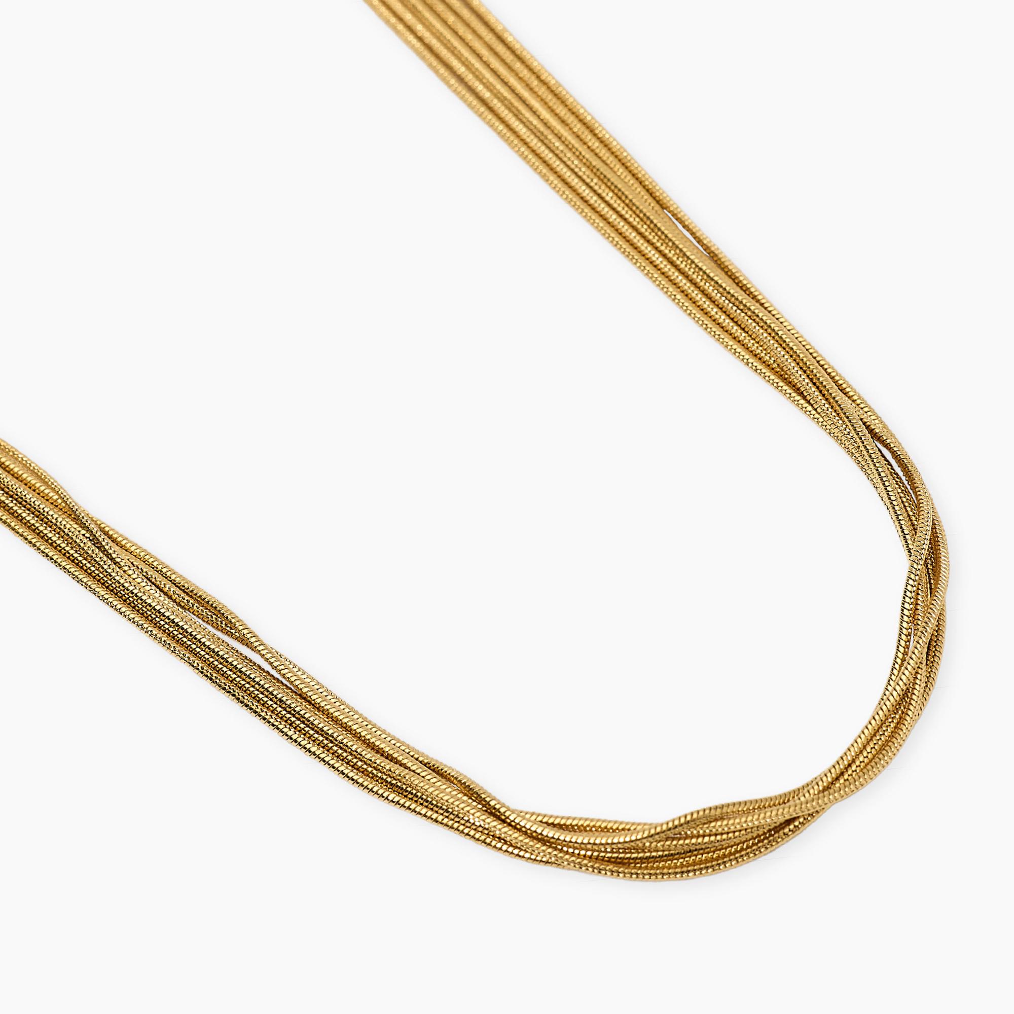 Collana Kidult in acciaio dorato con catene snake Style 851098 - immagine 2