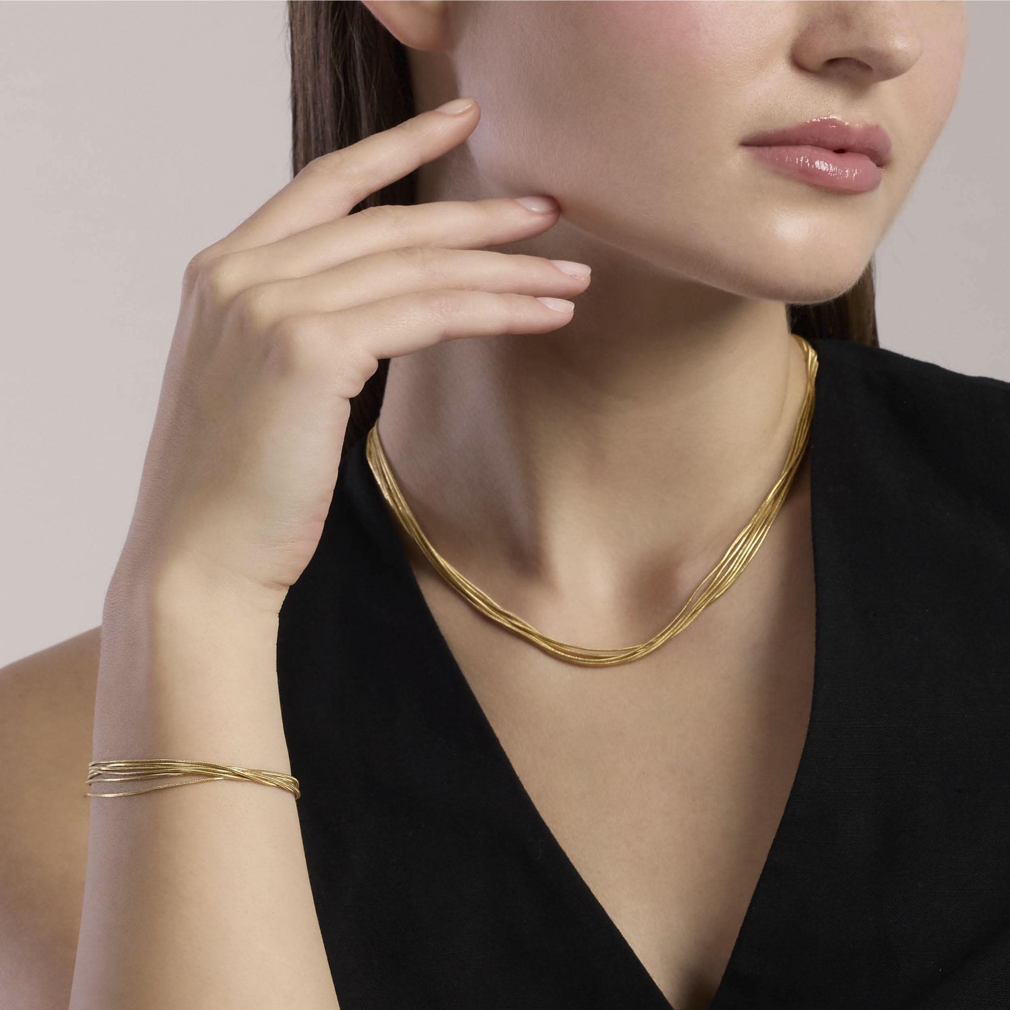 Collana Kidult in acciaio dorato con catene snake Style 851098 - immagine 3