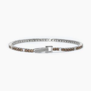 Bracciale Mabina tennis marrone e bianco argento 533700-M