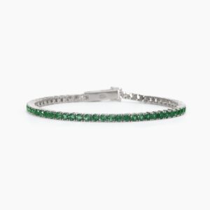 Bracciale Mabina Tennis in argento con smeraldi sintetici 533668-M