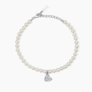 Bracciale Mabina con perle e cuore in pavè in argento 533733
