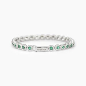 Bracciale Mabina tennis in argento con smeraldi sintetici 533824-18