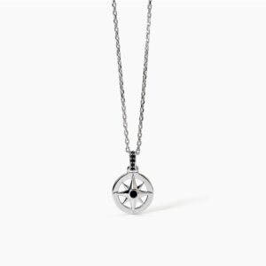 Collana Mabina in argento con rosa dei venti e zirconi neri 553637