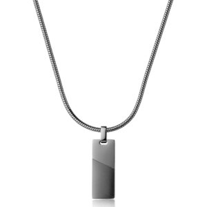 Collana S'Agapõ in acciaio finitura rutenio con pendente satinato SBD02