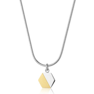 Collana in acciaio con pendente satinato e finitura dorata SBD04
