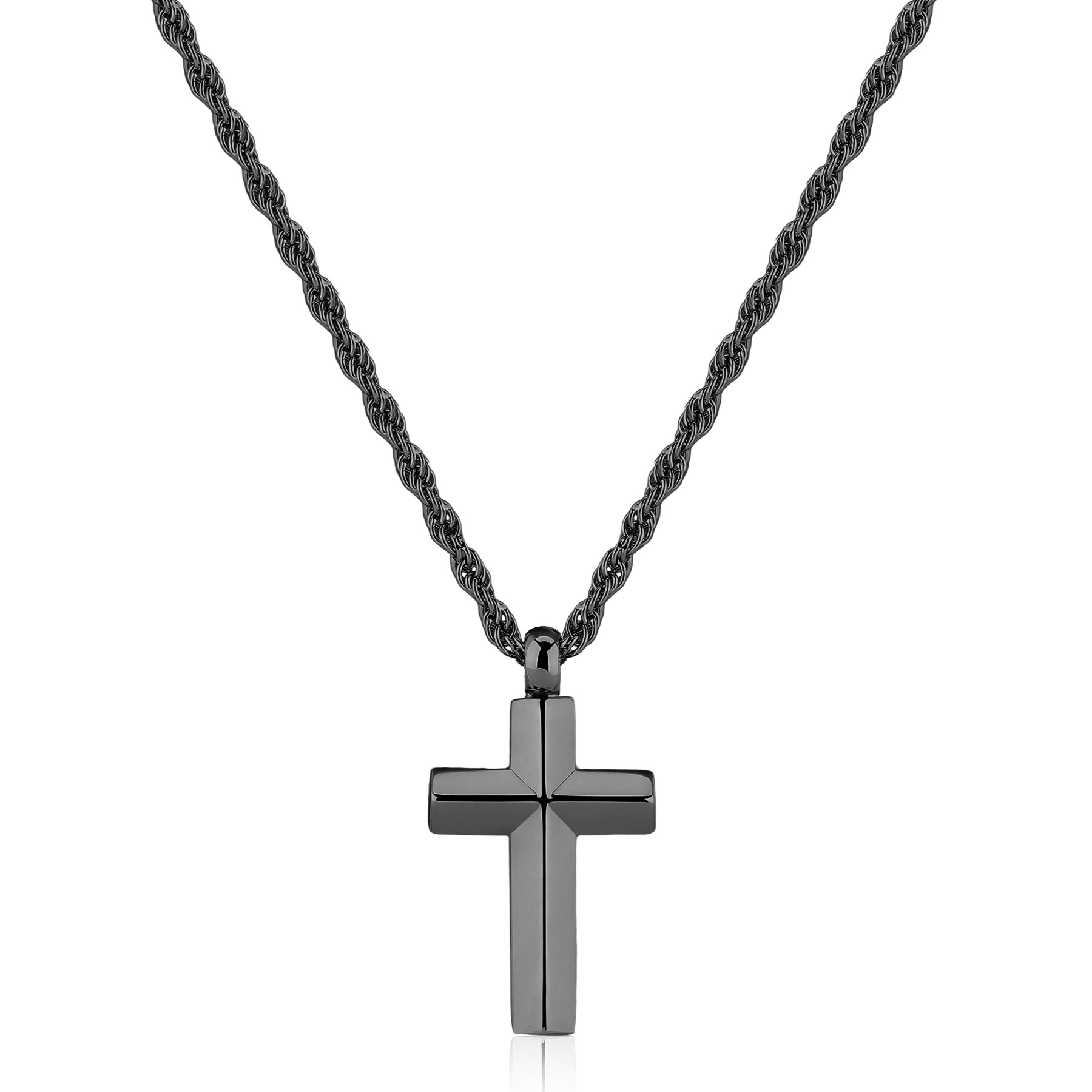 Collana S'Agapõ finitura rutenio con pendente con croce SBD06