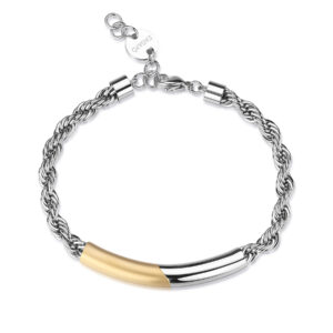 Bracciale S'Agapõ con catena torchon e centrale satinato dorato SBD13