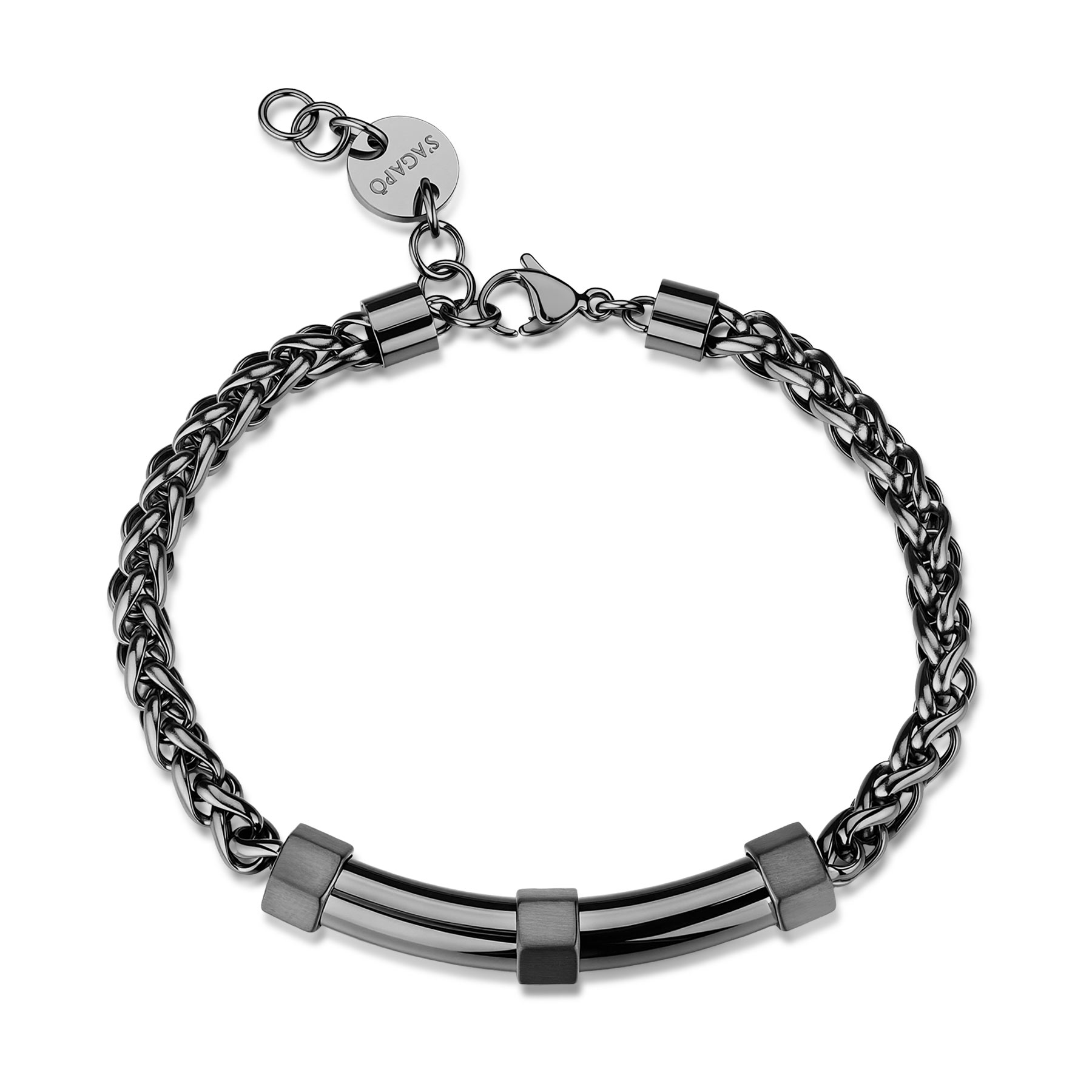 Bracciale S'Agapõ con catena finitura rutenio e centrale SBD15