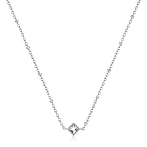 Collana S'Agapõ in acciaio con cristallo centrale SCE45