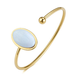 Bracciale S'Agapõ Dorato con dettaglio ovale e smalto bianco SDM16