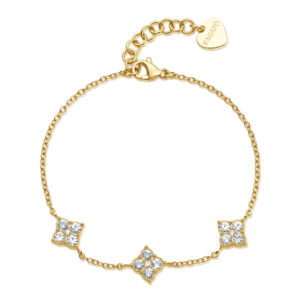 Bracciale S'Agapõ in acciaio dorato e cristalli SLA15