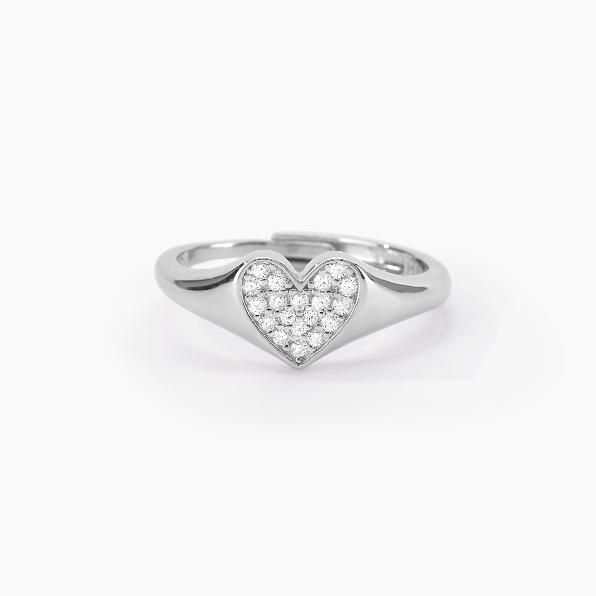 Anello Mabina chevalier in argento con cuore e pavé di zirconi 523205 - immagine 3
