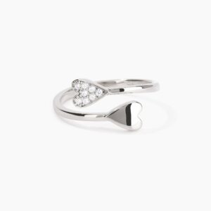 Anello Mabina contrarié in argento con cuori e zirconi 523119