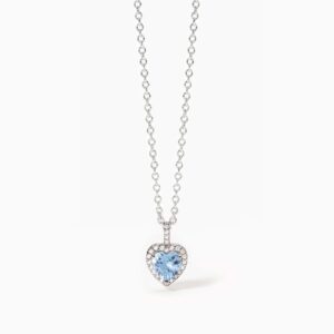 Collana Mabina in argento con acquamarina sintetica a cuore 553729