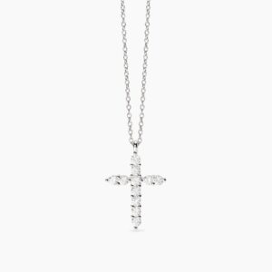 Collana in argento con pendente a croce e zirconi 553789