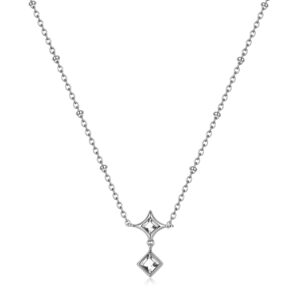 Collana S'Agapõ girocollo in acciaio con cristalli pendenti SCE46