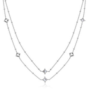 Collana S'Agapõ doppiofilo in acciaio con cristalli SCE49