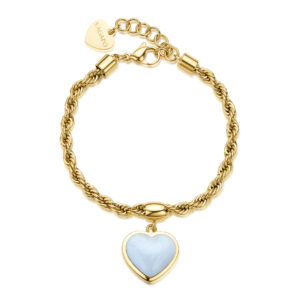 Bracciale S'Agapõ torchon Dorato a cuore e smalto bianco SDM12