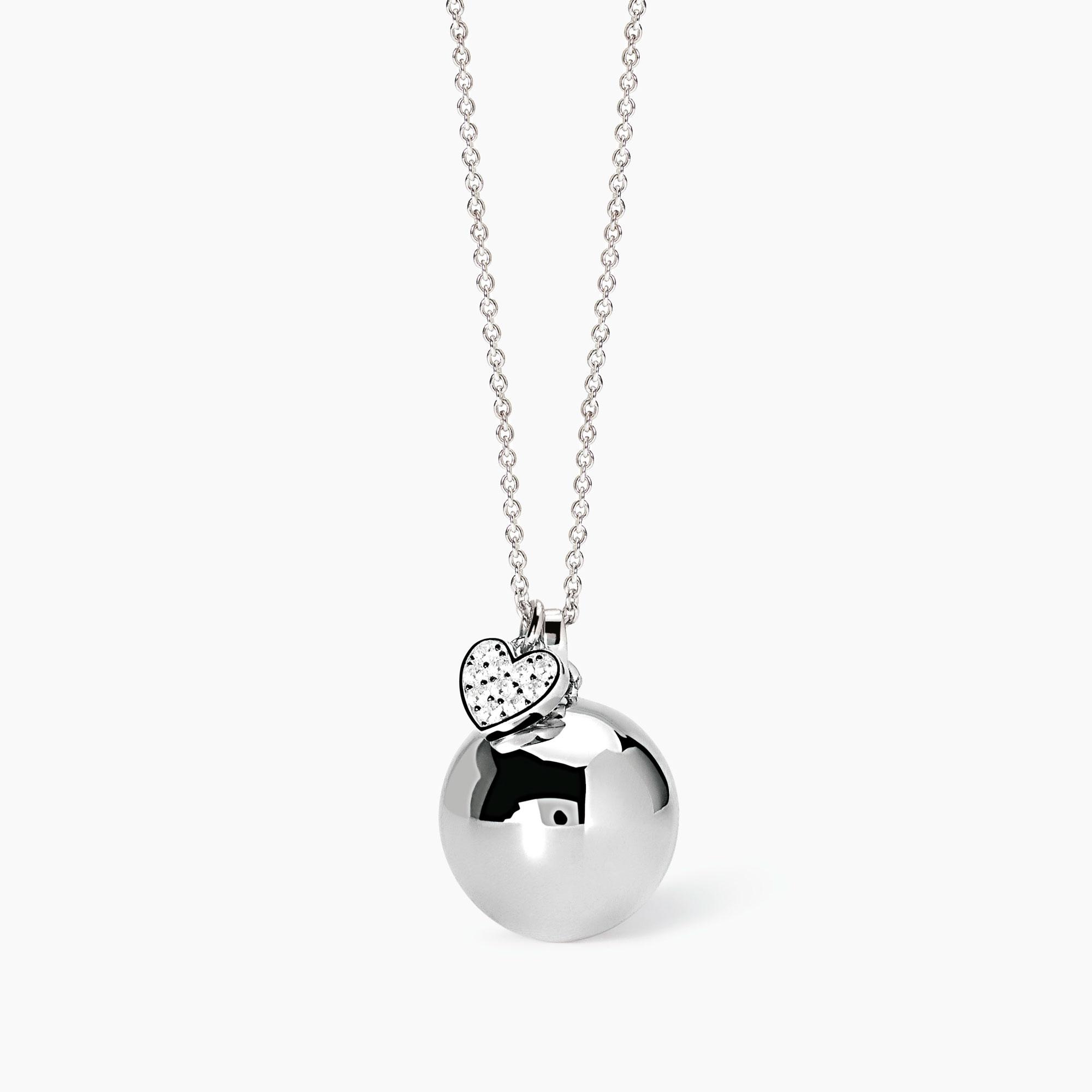 Collana in argento con ciondolo Chiama Angeli e cuore con zirconi 553744