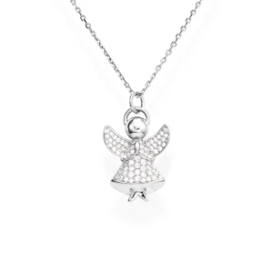 Collana Amen Angelo in Preghiera con Pavé di Zirconi SKU: A3BB
