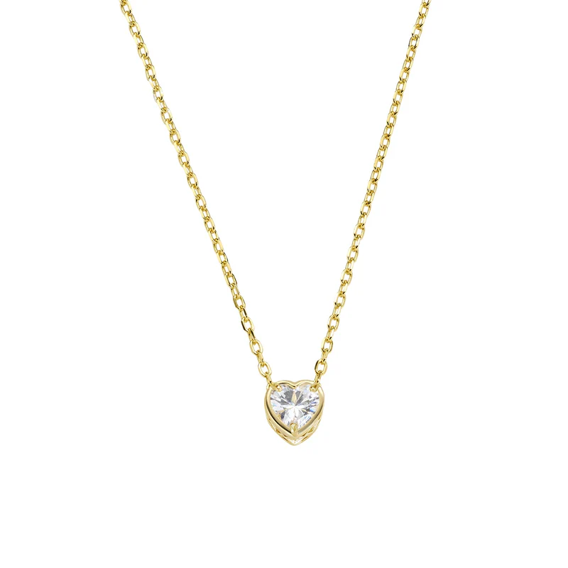 Collana Amen Dorata Amore con Solitario a Cuore SKU: CLSHSGBZ5