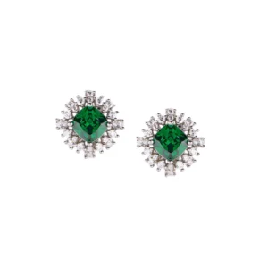Orecchini a Lobo Amen Stardust Zircone Carrè Verde Smeraldo SKU: EQUBVBZ