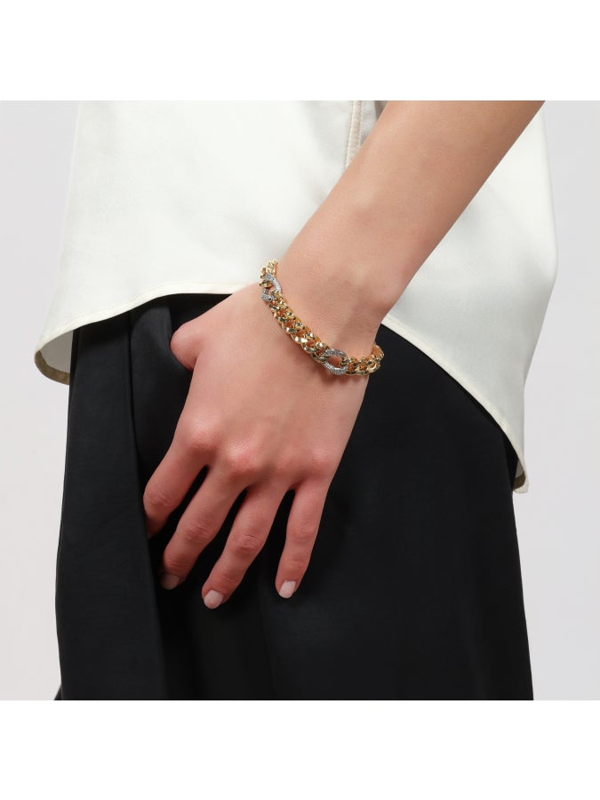 Bracciale bicolore grumetta e zirconi Unoaerre 2800 - immagine 3