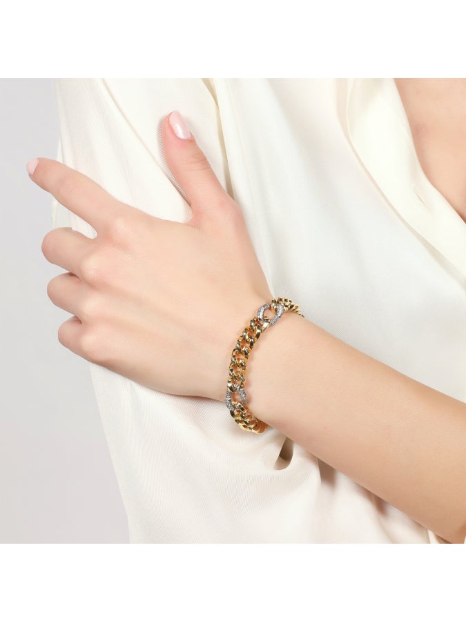 Bracciale bicolore grumetta e zirconi Unoaerre 2800 - immagine 2