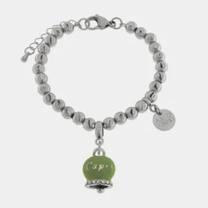 CAPRI Bracciale in Acciaio con Campanella Colore Verde Menta 3170832