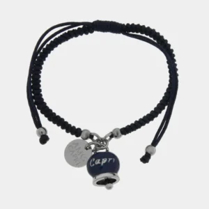 CAPRI Bracciale in Acciaio Cordino Blu e Campanella blu Mare di Capri 3170844