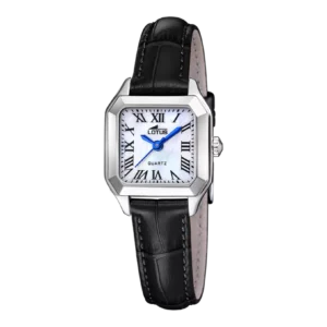 Orologio da Donna Lotus Old Money 19035/1 con Quadrante Bianco e Cinturino in Pelle Nera.