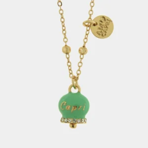 CAPRI Collana con campanella verde menta e cristalli 3542491