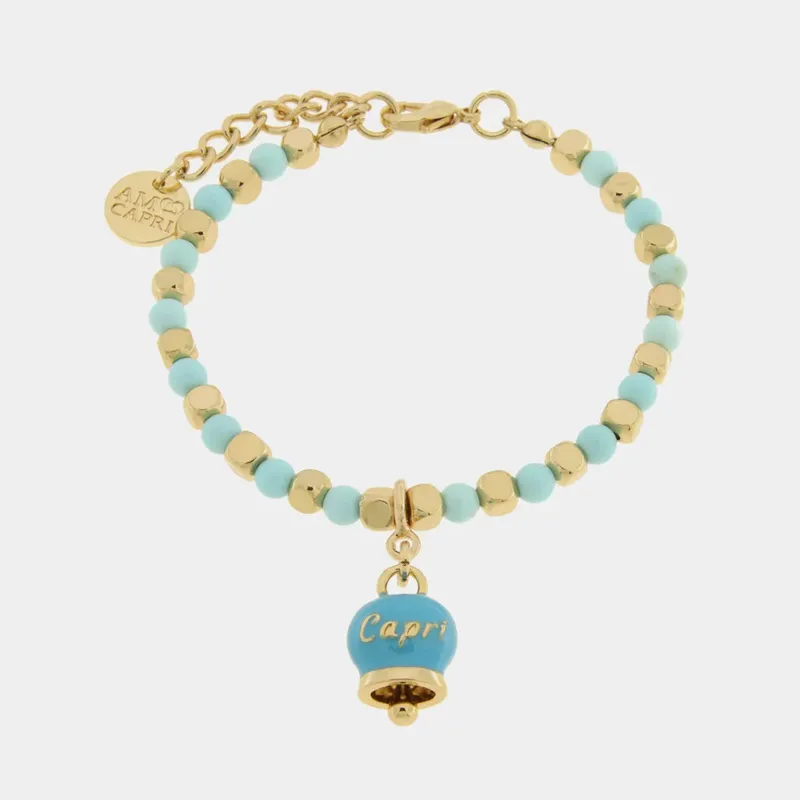 CAPRI Bracciale con sfere e campanella Capri turchese 3572939