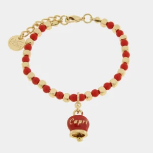 CAPRI Bracciale con sfere e campanella Capri rossa 3572940